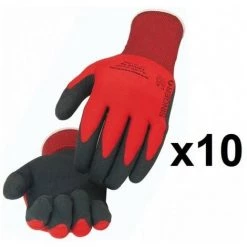 SINGER FRERES 10 Paires De Gants Polyamide Enduit PVC NYMR15CFTN SINGER - Taille: 10