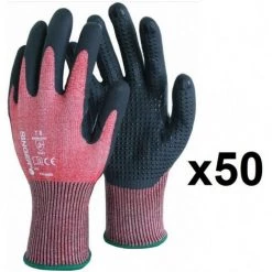 SINGER FRERES 50 Paires De Gants Anticoupure Polyéthylène PEHD Enduction Nitrile Picots PHD5RED SINGER - Taille: 10