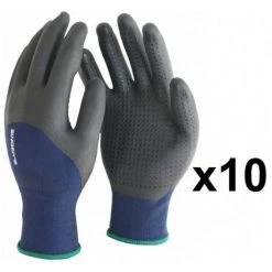 SINGER FRERES 10 Paires De Gants Polyester élastanne 3/4 Enduit Nitrile Avec Picots PER134 SINGER - Taille: 11