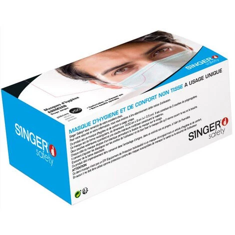 SINGER FRERES Masque D'hygiène à Usage Unique SINGER - Boîte De 50 - AUUM3RB 5 SINGER FRERES Masque D'hygiène à Usage Unique SINGER - Boîte De 50 - AUUM3RB – Image 3