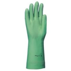 SINGER FRERES 10 Gant Nitrile Floque Coton Vert Lg 330 Mm Ep 0 45 Mm Taille 8