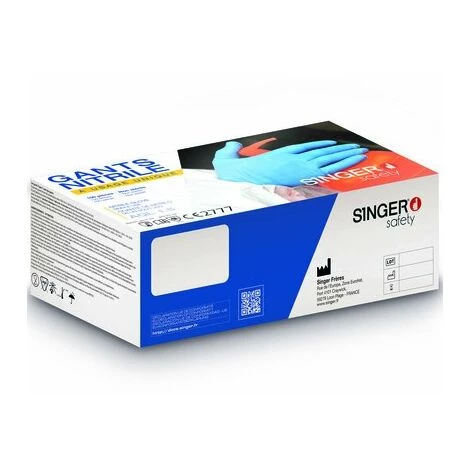 SINGER FRERES Gant Nitrile Bleu Non Poudré SINGER Taille L 8/9 - Boite De 100 - AUU400089 4 SINGER FRERES Gant Nitrile Bleu Non Poudré SINGER Taille L 8/9 - Boite De 100 - AUU400089 – Image 2